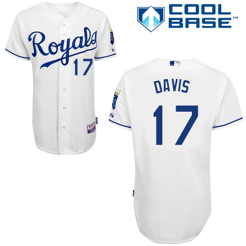 Wade Davis #17 MLB Jersey-Kansas City Royals Men's Authentic Home White Cool Base Baseball Jersey